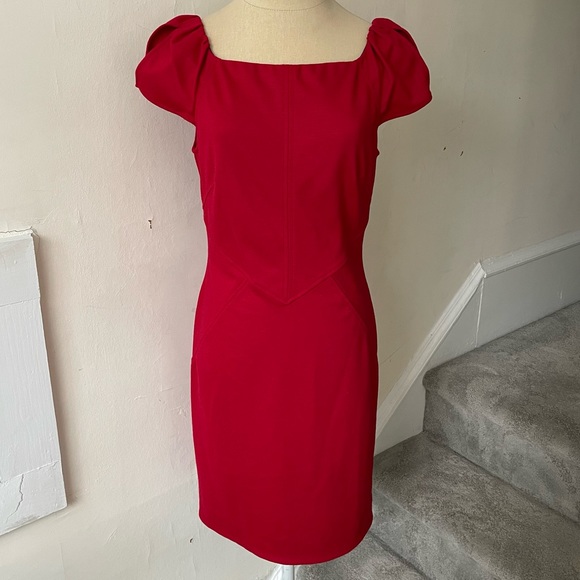Diane Von Furstenberg Dresses & Skirts - Diane von Furstenberg DVF Red Helen Split Cap Sleeve Woo Blend Dress EUC Size 8